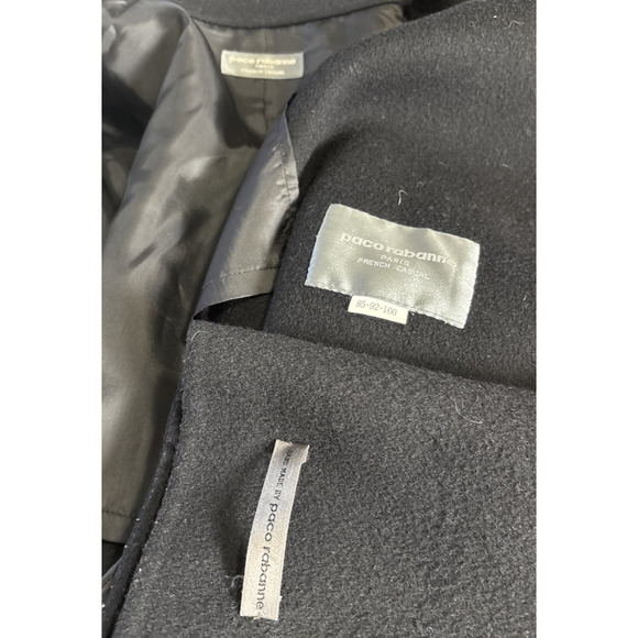 Paco Rabanne Women’s Designer Wrap Coat Sz M Luxury Old Money Classic Wool Blend - Picture 4 of 11